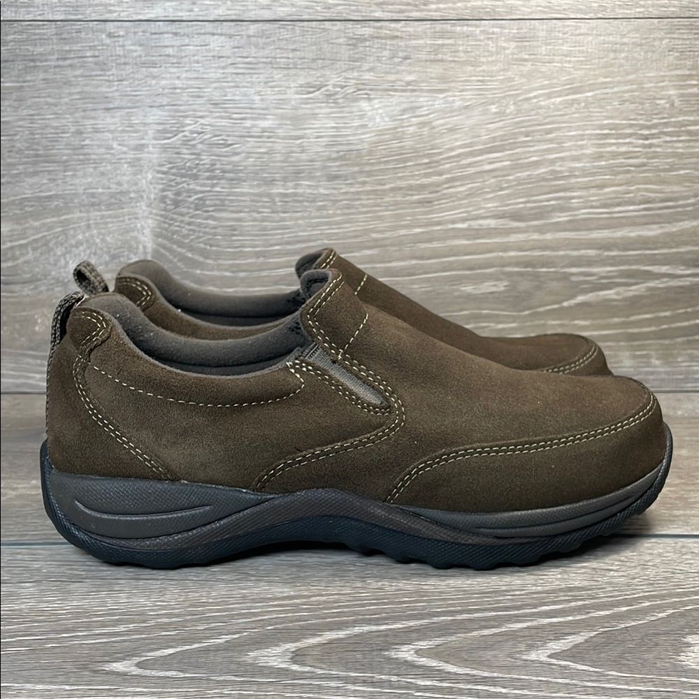 LL Bean Comfort Moc Brown Suede Women’s Sz 9 Wide Slip On Casual Shoes